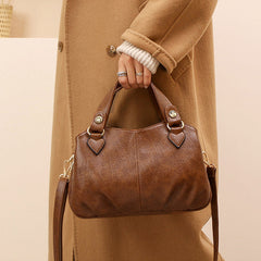 Women's Triple Compartment Satchel Leather Top-Handle Purse – Crossbody Handbag with Adjustable Strap