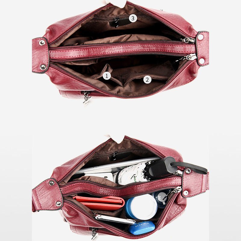 Women’s Soft Leather Double Compartment Crossbody Bag – Stylish & Practical Shoulder Bag - VOTVO