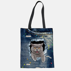 Unisex Cute Pets Print Tote Bag – Reusable Shopping Shoulder Bag for Daily Use - VOTVO