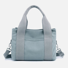 Solid Color Small Tote Triple Compartment Large Crossbody Canvas Purse - VOTVO