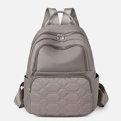 Quilted Nylon Backpack for Women – Stylish Solid Color Travel Daypack