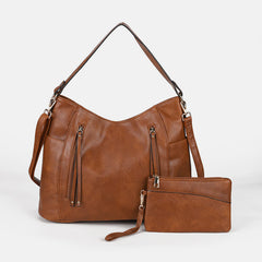 Tote Handbags Set for Women – Leather Hobo Shoulder Bag with Small Clutch