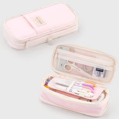 Large Capacity Color Matching Canvas Pencil Case – Perfect for Study & Organization