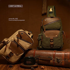 Sling Bag for Men – Retro Canvas Crossbody Chest Bag, Lightweight & Versatile for Daily Use and Travel - VOTVO