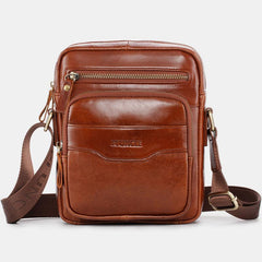 Vintage Oil-Tanned Leather Sling Bag for Men - Stylish Crossbody Shoulder Bag