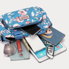 Nylon Crossbody Bag for Women - Colorful Flower Print Handbag with Adjustable Strap