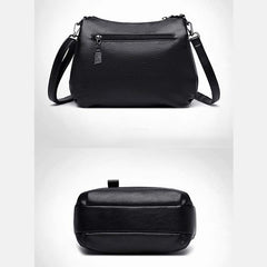 Triple Compartment Leather Handbag for Women Small Casual Crossbody Shoulder Bag - VOTVO