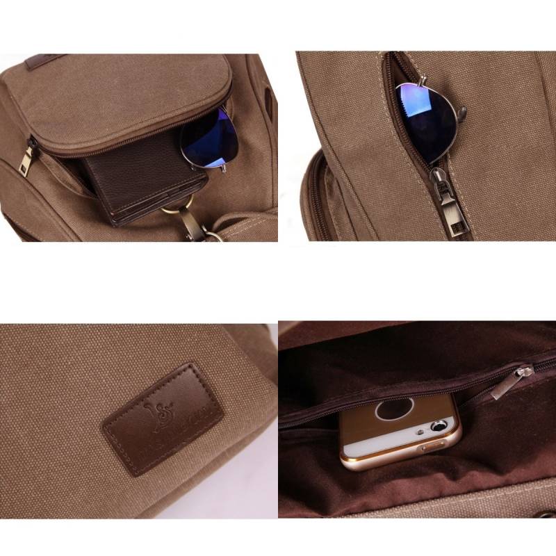 Vintage Canvas Backpack for Women & Girls – Drawstring Rucksack for School & Travel - VOTVO