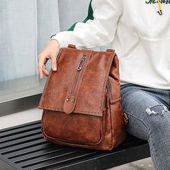 Women's Fashion Backpack Purse - Multifunctional PU Leather Shoulder Bag with Adjustable Strap
