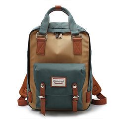 Large Capacity Colorblock Waterproof Backpack – School & Travel Laptop Bag