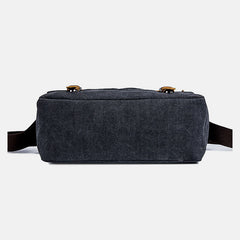 Men's Canvas Messenger Bag – Retro Shoulder Crossbody Backpack with Genuine Leather Accents