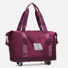 Tote Bag for Travel with Pull Rod & Oblique Folding Storage – Large Capacity Nylon Travel Sleeve - VOTVO