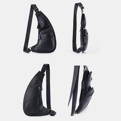 Vintage Genuine Leather Chest Sling Bag – Stylish Messenger Bag for Men