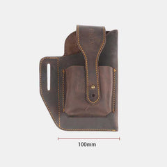 Vintage Leather Waist Phone Bag with Keychain | Outdoor Activity & Daily Use | Genuine Leather