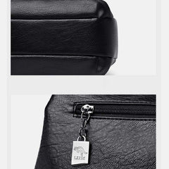 Lederhandtasche mit drei Fächern für Damen, klein, lässig, Umhängetasche