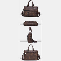 Lightweight PU Leather Messenger Bag – Slim Business Briefcase for Men