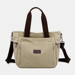 Multi-Pocket Canvas Handbag for Women - Durable, Roomy Shoulder Tote & Crossbody Bag