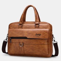 Lightweight PU Leather Messenger Bag – Slim Business Briefcase for Men
