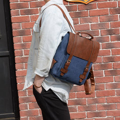 Vintage Leather Canvas Backpack for Men & Women – Travel Daypack, Unisex Rucksack - VOTVO