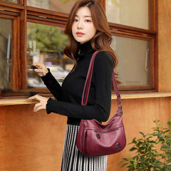 Women’s Soft Leather Double Compartment Crossbody Bag – Stylish & Practical Shoulder Bag - VOTVO