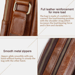 Vintage Oil-Tanned Leather Sling Bag for Men - Stylish Crossbody Shoulder Bag