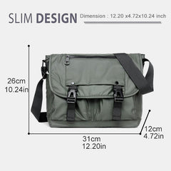 Vintage Waterproof Multi-Pocket Messenger Bag – Durable Nylon Crossbody Bag for Men