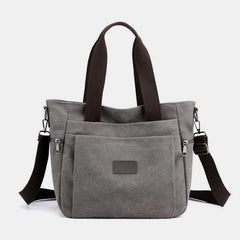 Multi-Pocket Canvas Handbag for Women - Durable, Roomy Shoulder Tote & Crossbody Bag