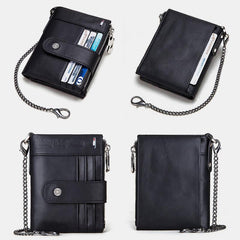RFID Anti - Theft Large Capacity Genuine Leather Wallet with Chain – Secure & Stylish - VOTVO