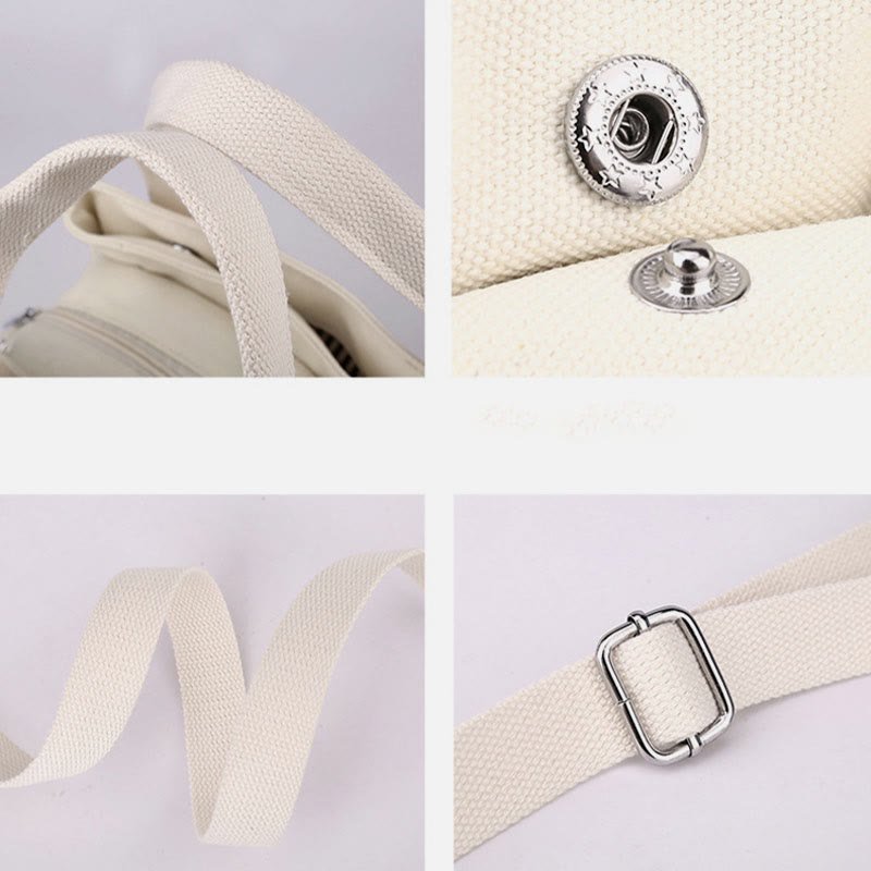 Solid Color Small Tote Triple Compartment Large Crossbody Canvas Purse - VOTVO