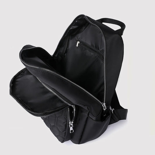 Quilted Nylon Backpack for Women – Stylish Solid Color Travel Daypack