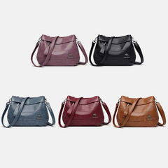 Triple Compartment Leather Handbag for Women Small Casual Crossbody Shoulder Bag - VOTVO