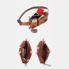 Vintage Multi-Carry Genuine Leather Sling Bag – Versatile Crossbody, Waist, and Sling Bag for Men and Women