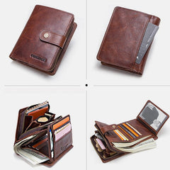 RFID GenuineLeather Multi - Card Buckle Wallet - VOTVO