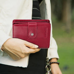 Genuine Leather RFID Trifold Anti-theft Retro Wallet for Women