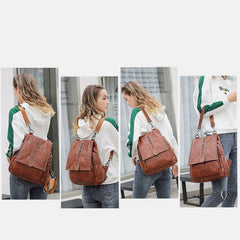 Women's Fashion Backpack Purse - Multifunctional PU Leather Shoulder Bag with Adjustable Strap