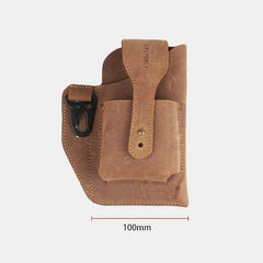 Vintage Leather Waist Phone Bag with Keychain | Outdoor Activity & Daily Use | Genuine Leather
