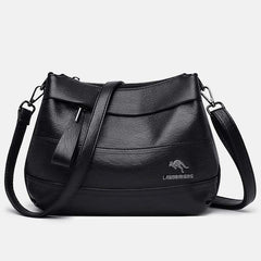 Lederhandtasche mit drei Fächern für Damen, klein, lässig, Umhängetasche