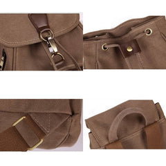 Canvas-Rucksack für Damen und Mädchen – Vintage-Schul- und Reiserucksack mit Kordelzug