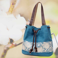 Shoulder Bag for Women – Casual Large Capacity Printed Canvas Shopping Handbag