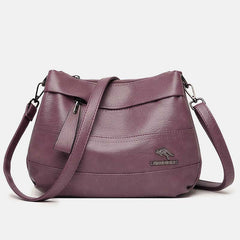 Lederhandtasche mit drei Fächern für Damen, klein, lässig, Umhängetasche