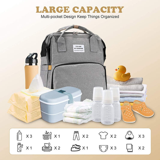 Wickeltaschen-Rucksack mit Wickelstation – Wasserdichtes Oxford, multifunktionales Design