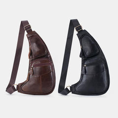 Vintage Genuine Leather Chest Sling Bag – Stylish Messenger Bag for Men