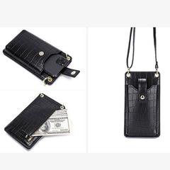 Leather Crossbody Phone Bag with Card Slots for Women – Compact Purse with Adjustable Strap