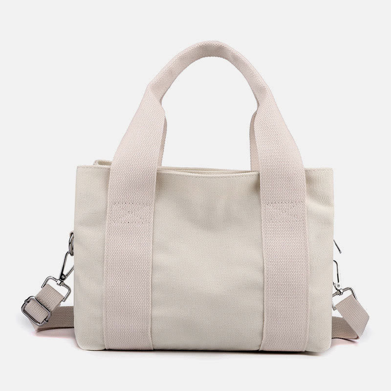 Solid Color Small Tote Triple Compartment Large Crossbody Canvas Purse - VOTVO