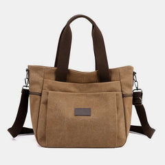 Multi-Pocket Canvas Handbag for Women - Durable, Roomy Shoulder Tote & Crossbody Bag