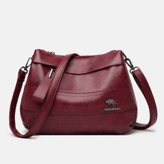 Lederhandtasche mit drei Fächern für Damen, klein, lässig, Umhängetasche
