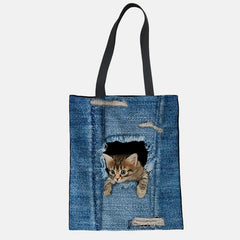 Unisex Cute Pets Print Tote Bag – Reusable Shopping Shoulder Bag for Daily Use - VOTVO