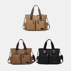 Lässige Canvas-Laptoptasche für Damen und Herren – Arbeitshandtasche mit verstellbarem Riemen