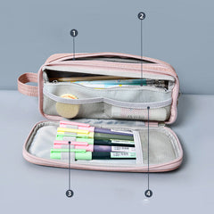 Large Capacity Canvas Pencil Case – Durable Pen Pouch for Office & School