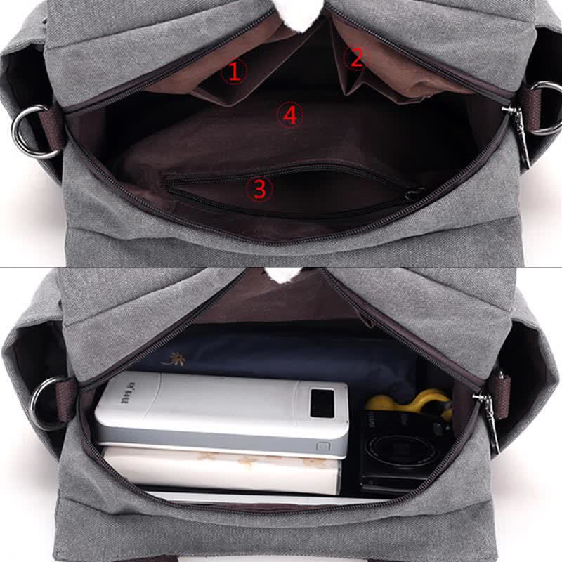 Women's Canvas Hobo Handbag – Multi - Pocket Shoulder Tote & Crossbody Bag - VOTVO